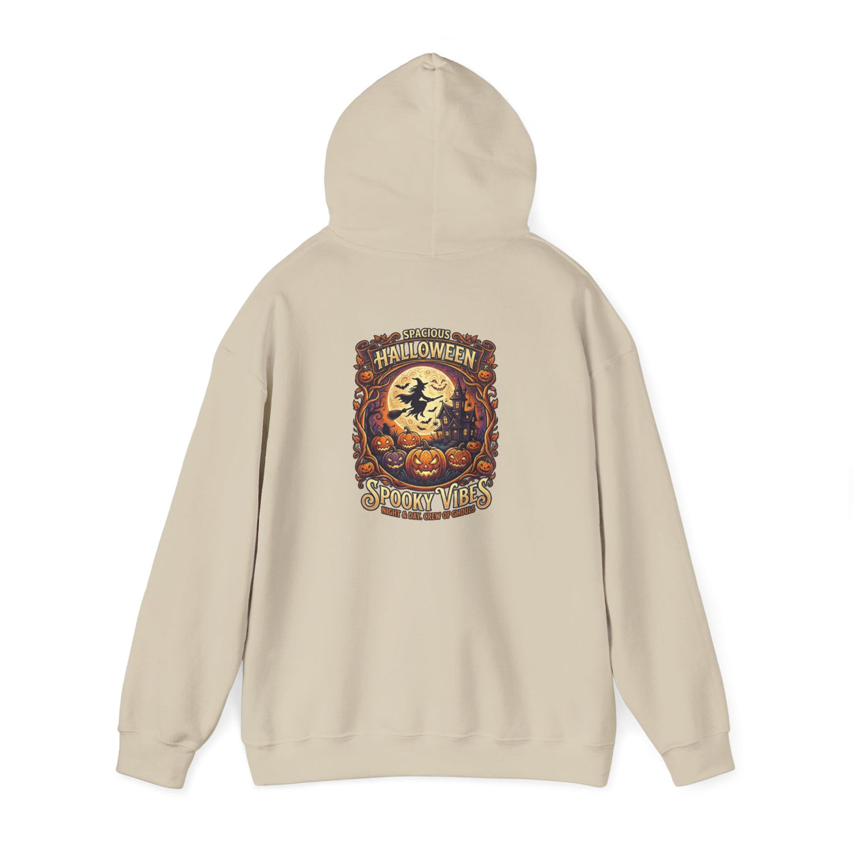 Halloween Pumpkin Hoodie — Happy Halloween Vintage Witch & Spooky Vibes Pullover