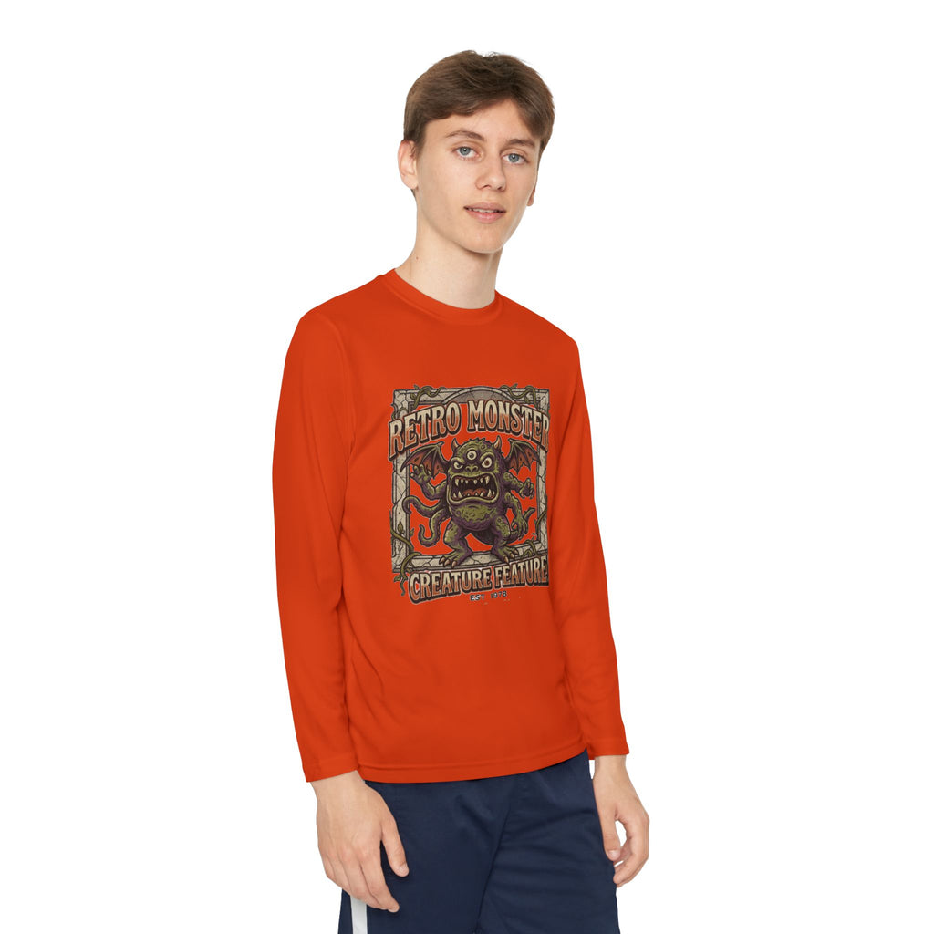 Youth Long Sleeve Tee — Retro Monster "Creature Feature" Graphic