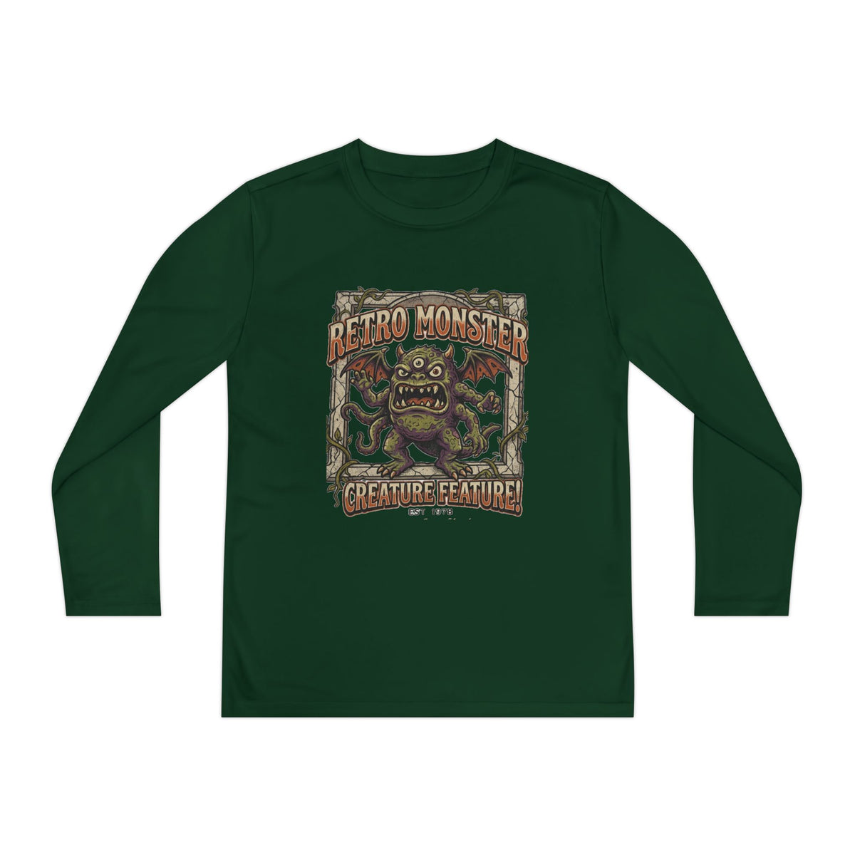 Youth Long Sleeve Tee — Retro Monster "Creature Feature" Graphic