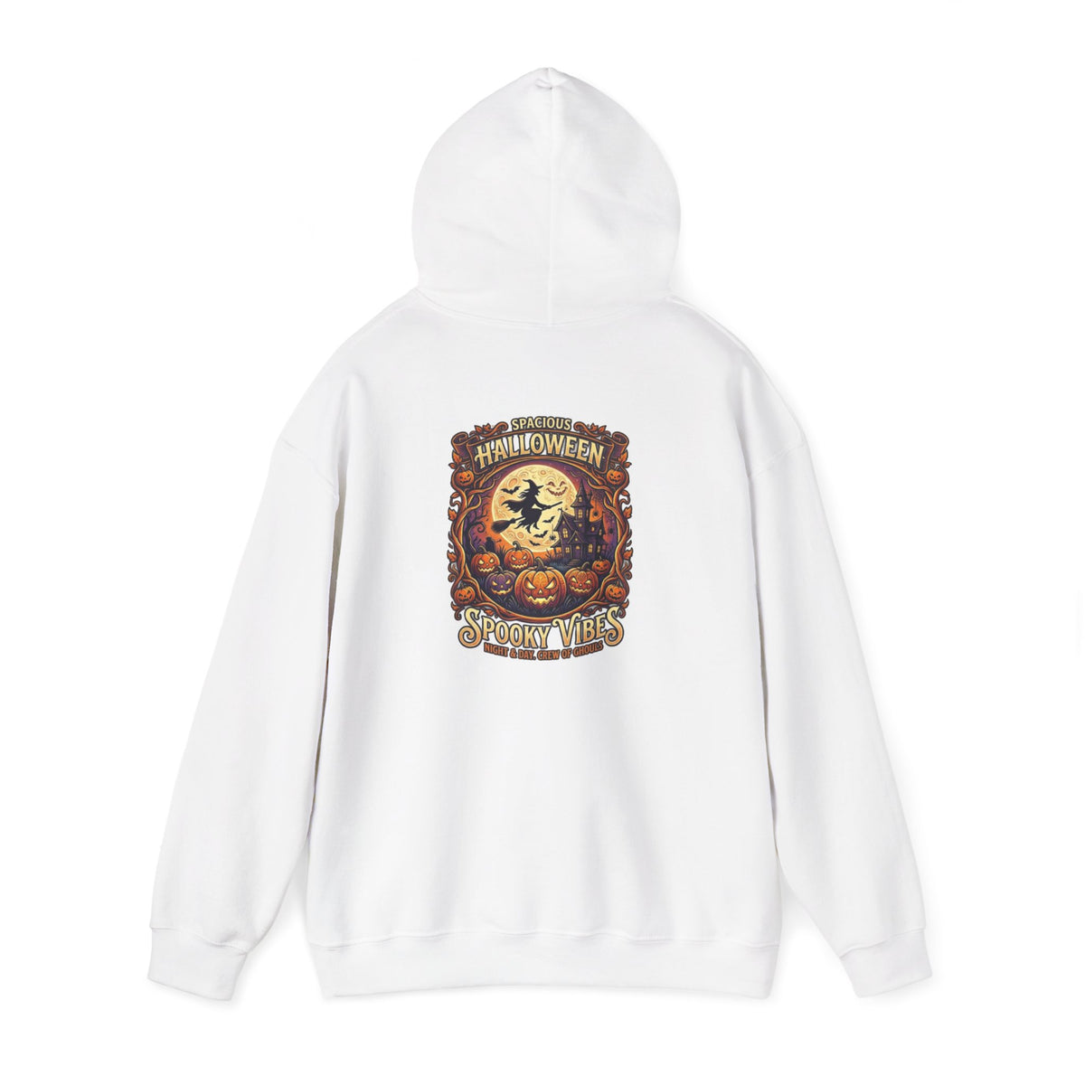 Halloween Pumpkin Hoodie — Happy Halloween Vintage Witch & Spooky Vibes Pullover