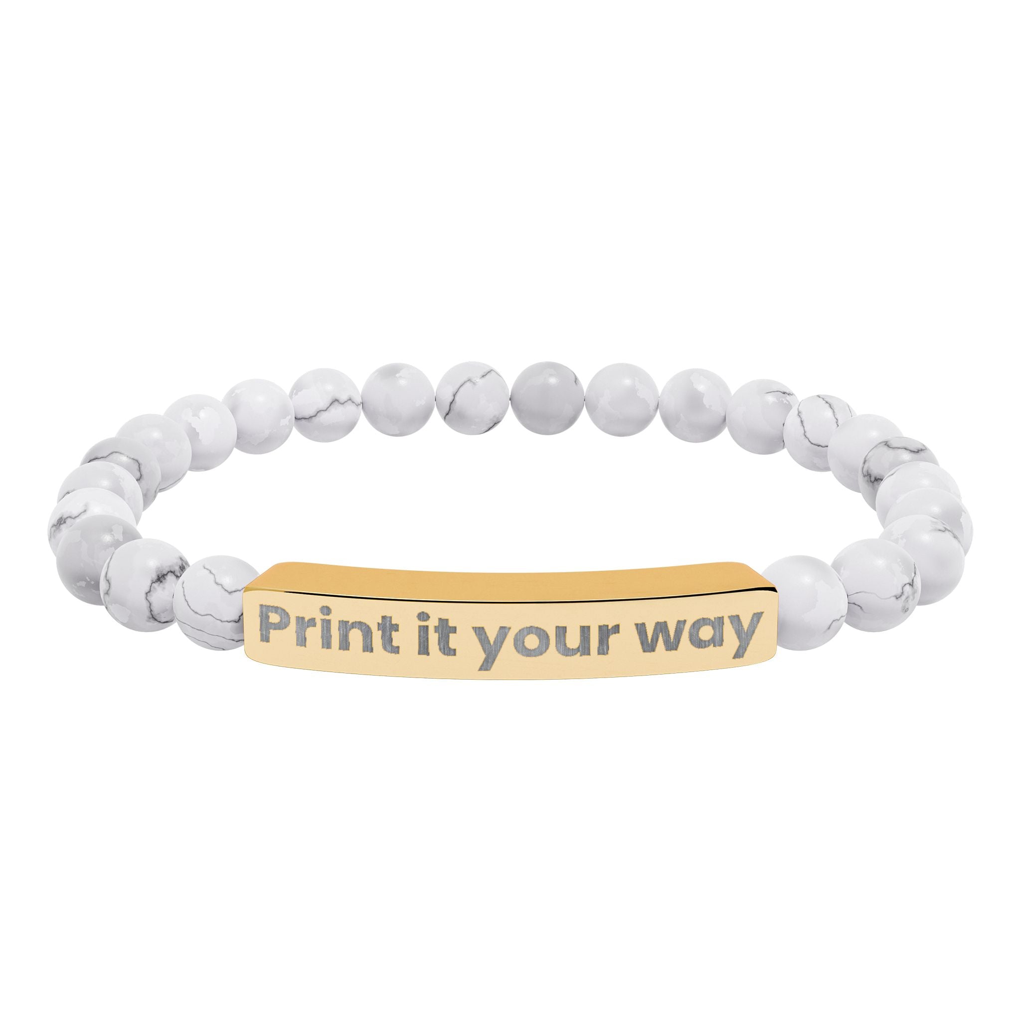 Engravable Natural Stone Stretch Bar Bracelet — Custom Message Beaded Bracelet
