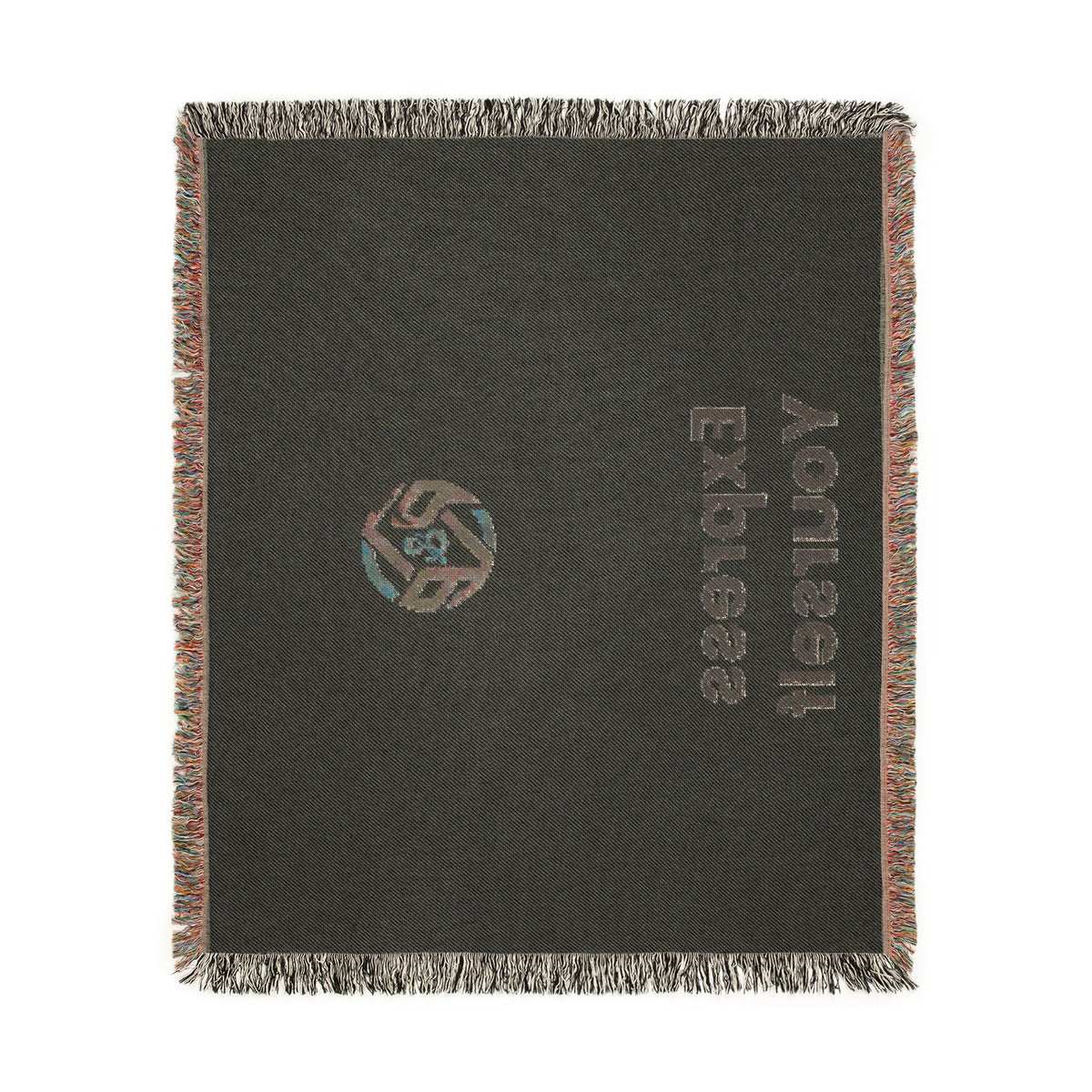 Woven Blanket - Minimal Logo Throw Blanket (Cozy Neutral & Charcoal)
