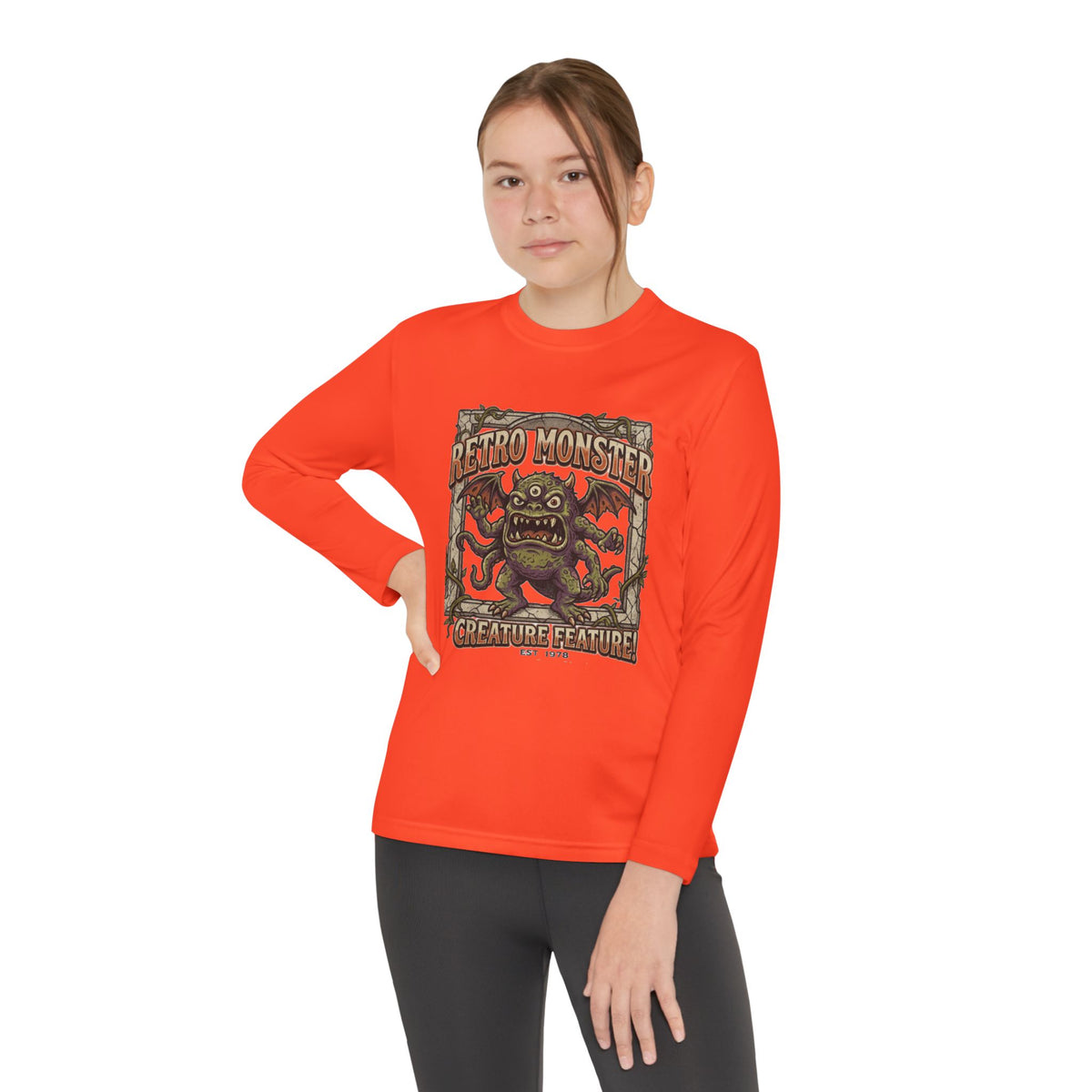 Youth Long Sleeve Tee — Retro Monster "Creature Feature" Graphic