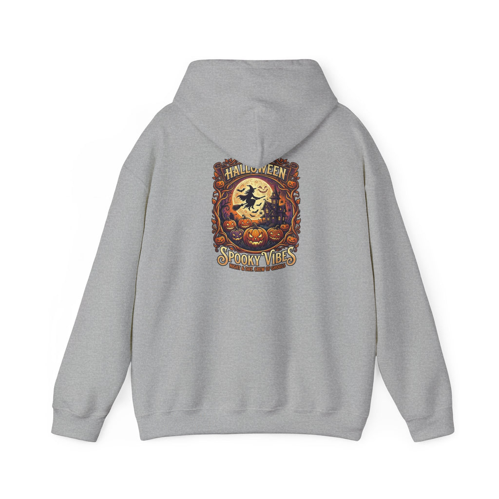 Halloween Pumpkin Hoodie — Happy Halloween Vintage Witch & Spooky Vibes Pullover