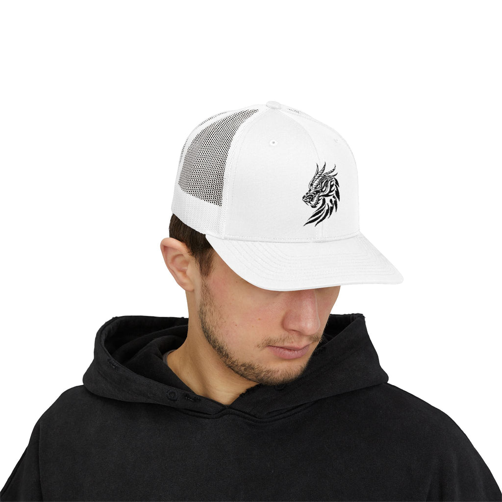 Trucker Cap — Black Tribal Dragon Snapback