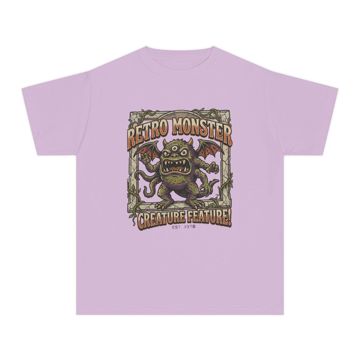 Retro Monster Youth Tee - 'Creature Feature' Vintage Graphic Kids Shirt