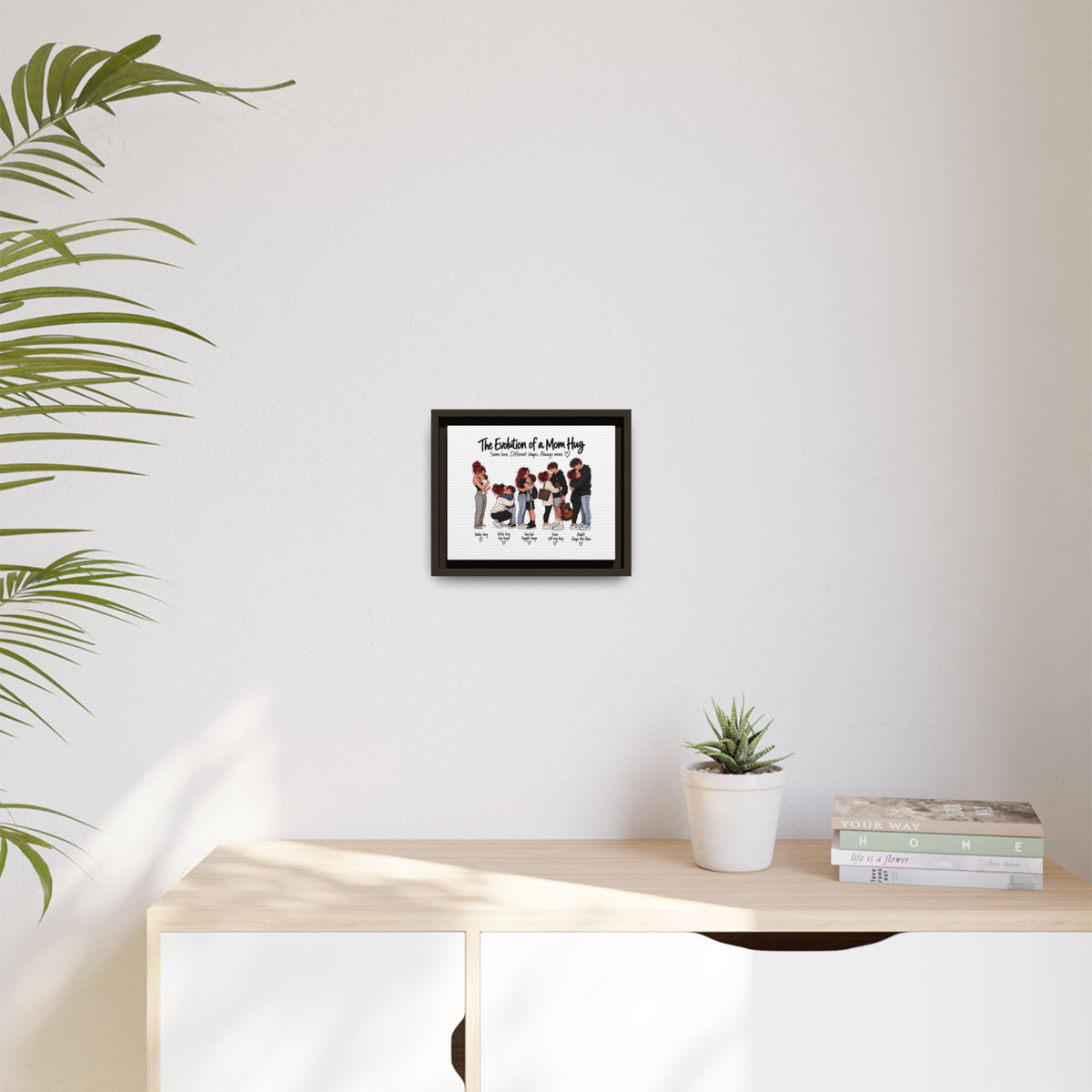 Framed Canvas Wall Art - "The Evolution of a Mom Hug Boy" Family Illustration