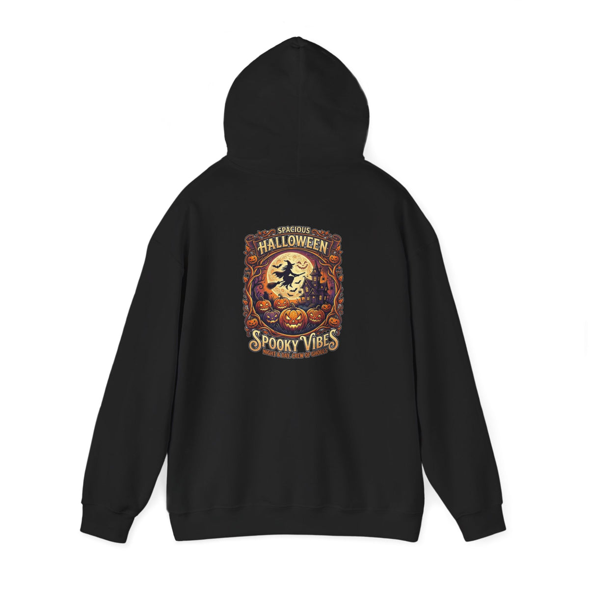 Halloween Pumpkin Hoodie — Happy Halloween Vintage Witch & Spooky Vibes Pullover
