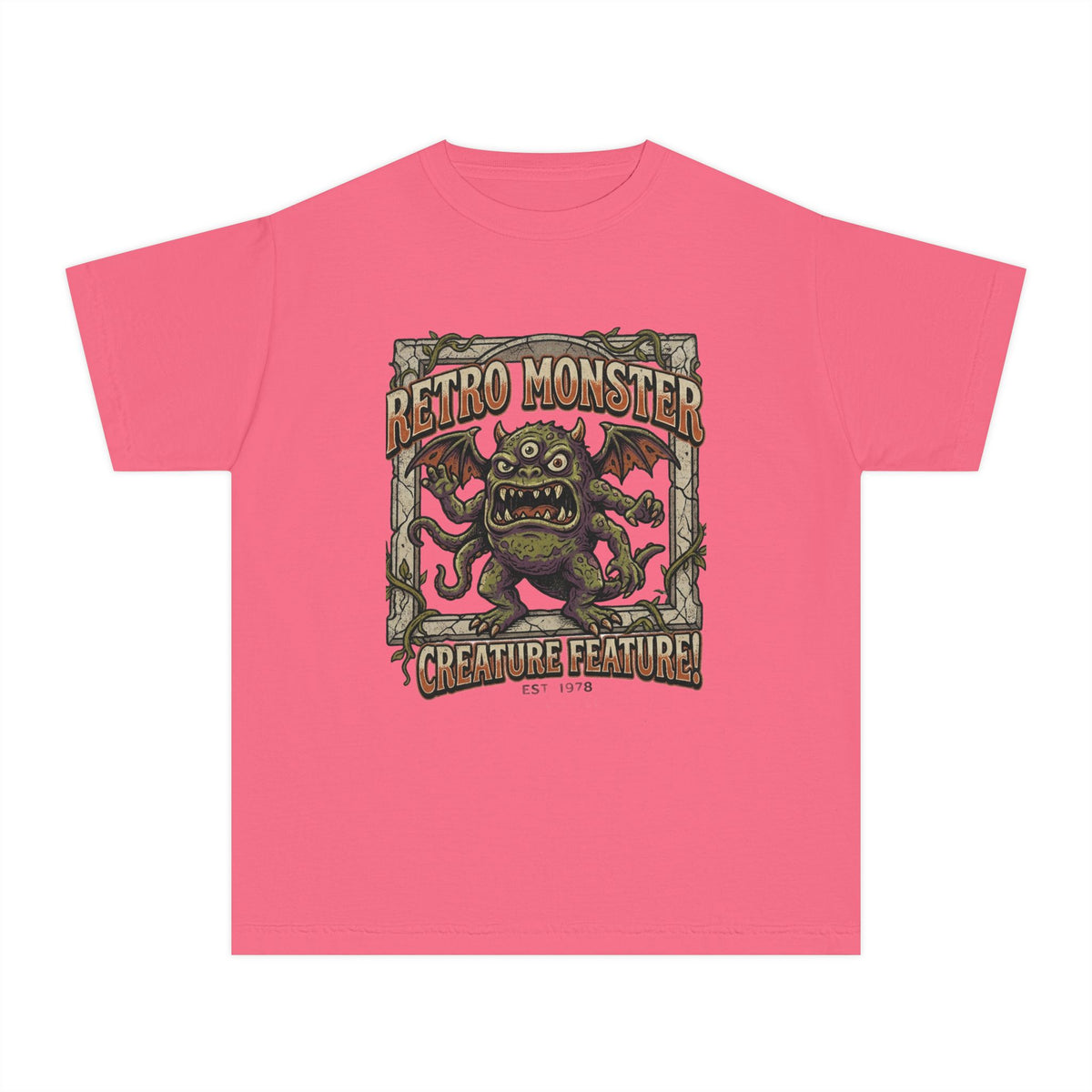 Retro Monster Youth Tee - 'Creature Feature' Vintage Graphic Kids Shirt