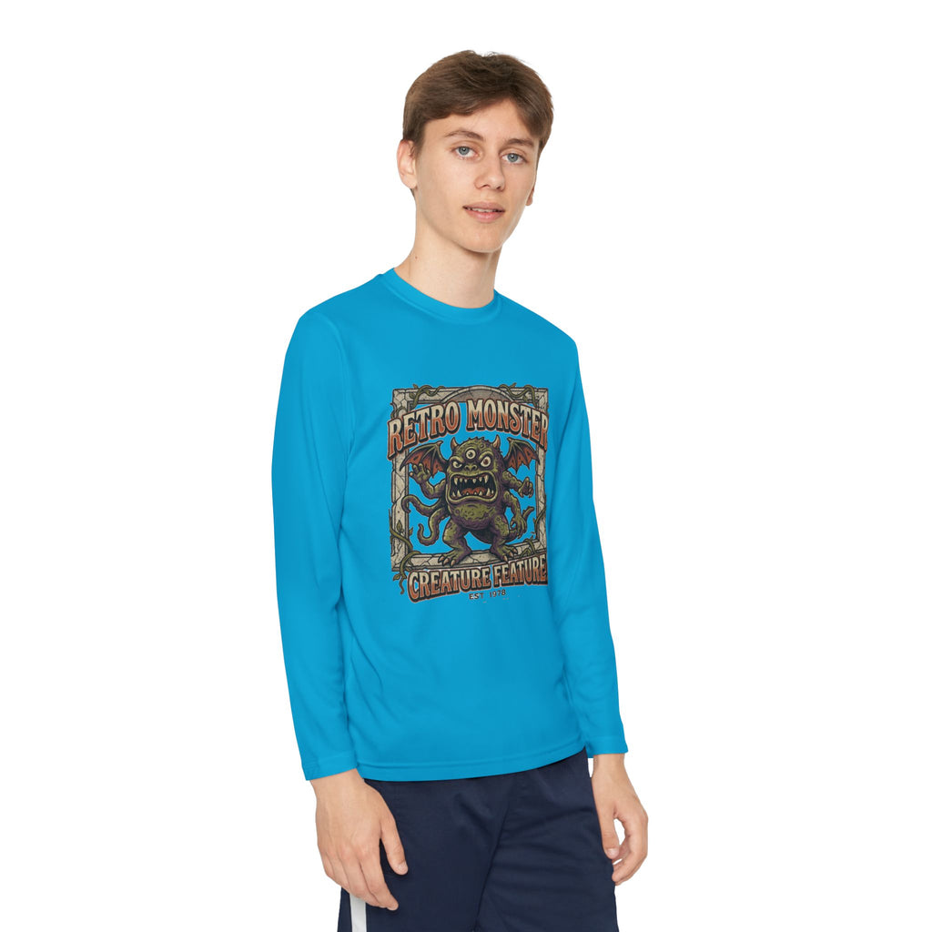 Youth Long Sleeve Tee — Retro Monster "Creature Feature" Graphic