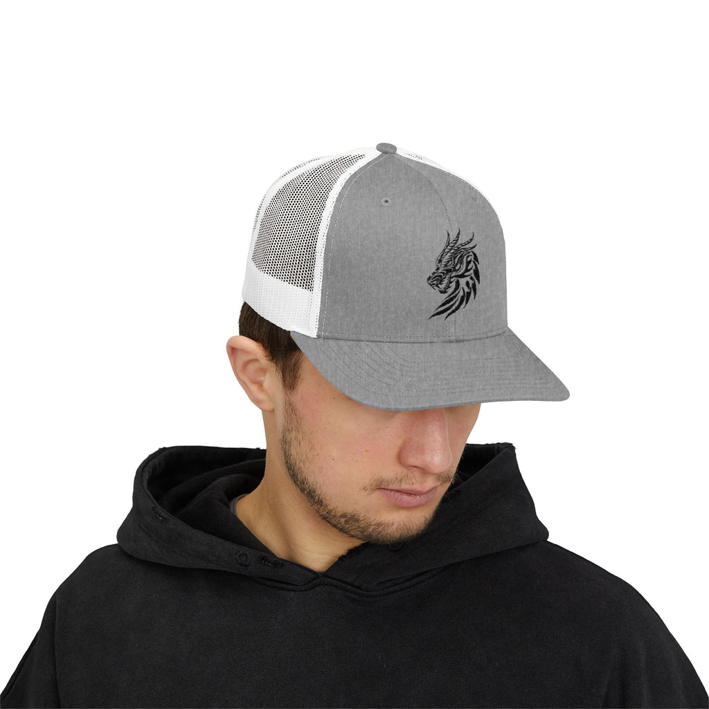 Trucker Cap — Black Tribal Dragon Snapback