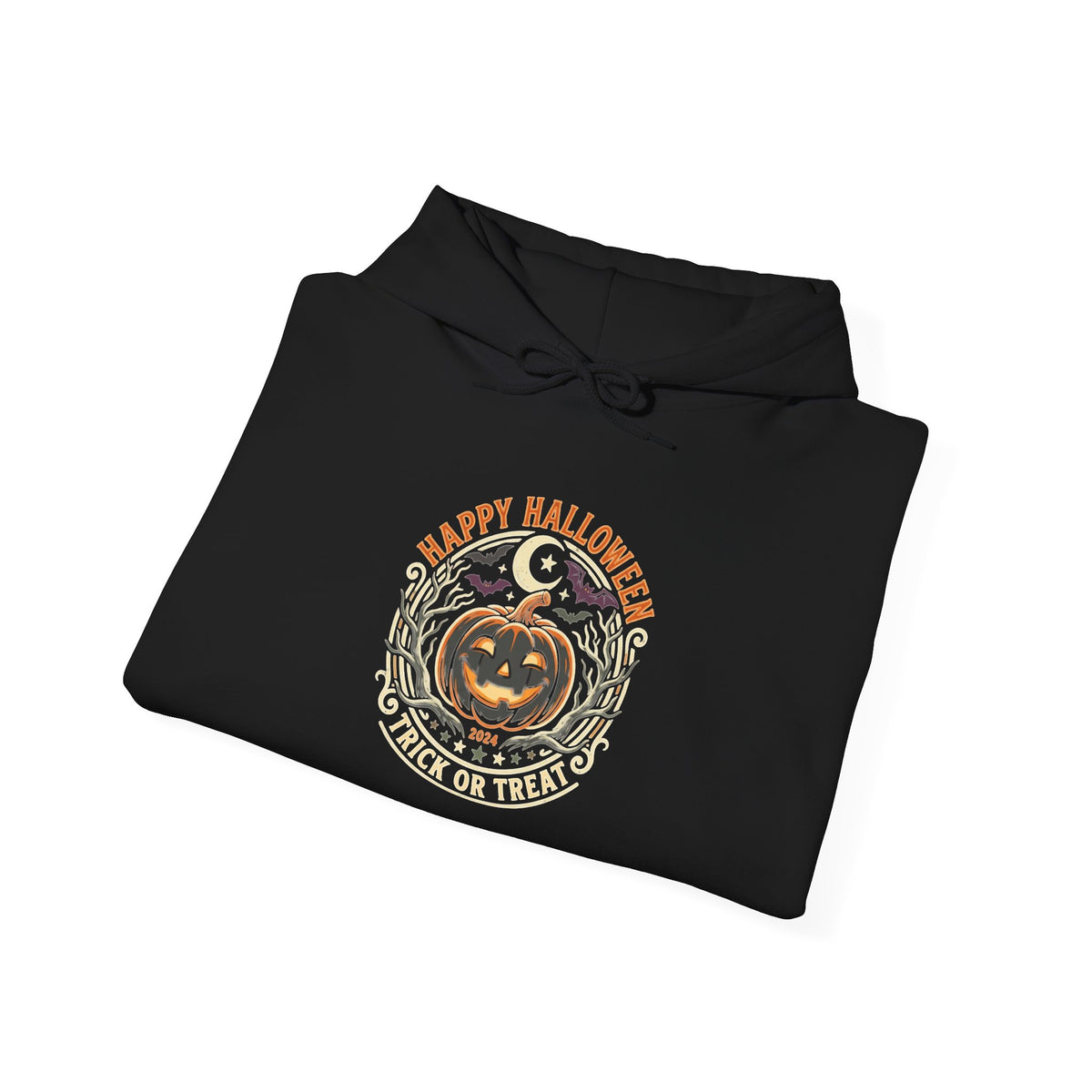 Halloween Pumpkin Hoodie — Happy Halloween Vintage Witch & Spooky Vibes Pullover