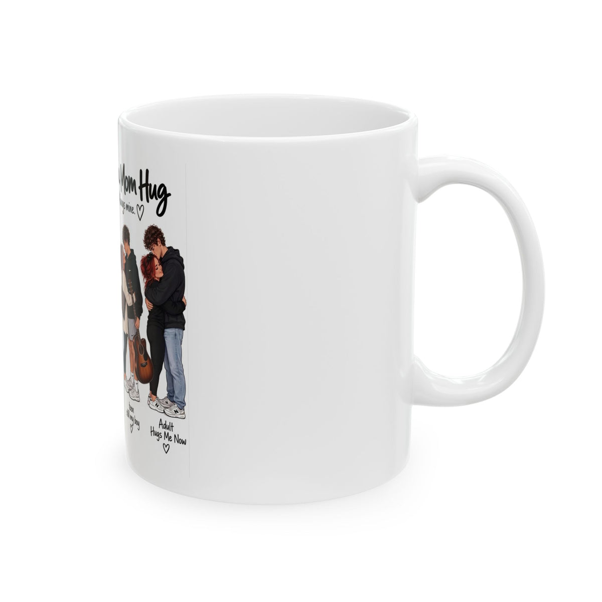 "The Evolution of a Mom Hug" Funny Ceramic Mug (Boy Design)