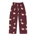 Santa Runs on Coffee Women's Christmas Pajama Pants - Burgundy — Funny Coffee Lover Lounge Pants, Holiday PJ Bottoms for Her