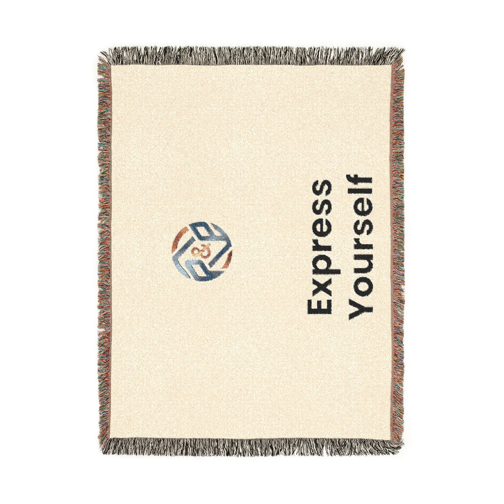 Woven Blanket - Minimal Logo Throw Blanket (Cozy Neutral & Charcoal)