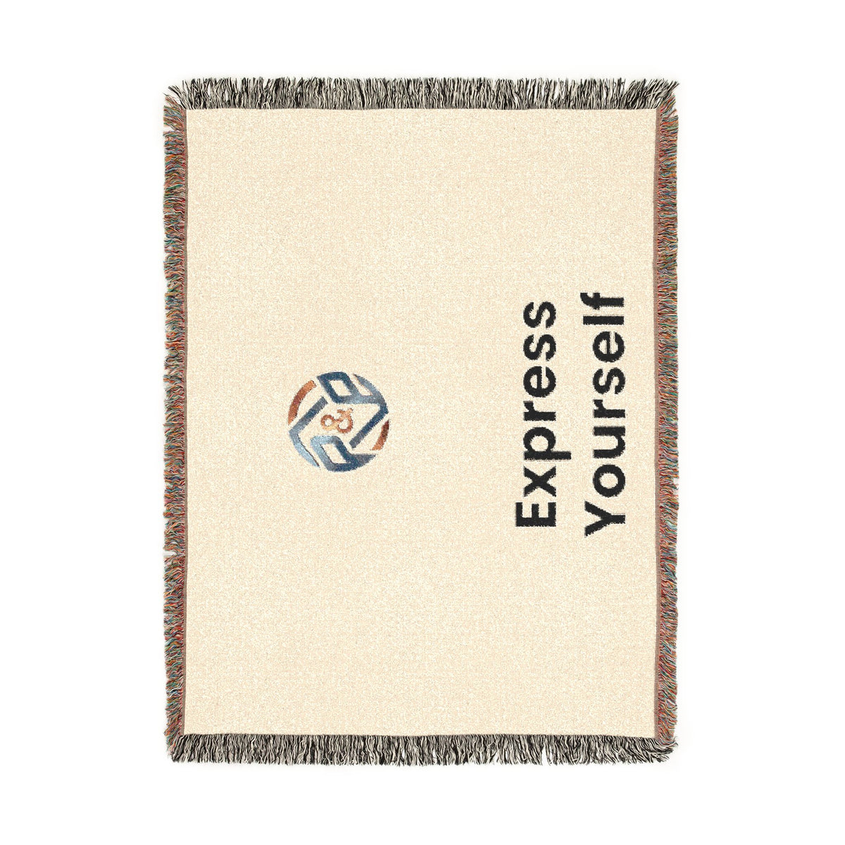 Woven Blanket - Minimal Logo Throw Blanket (Cozy Neutral & Charcoal)