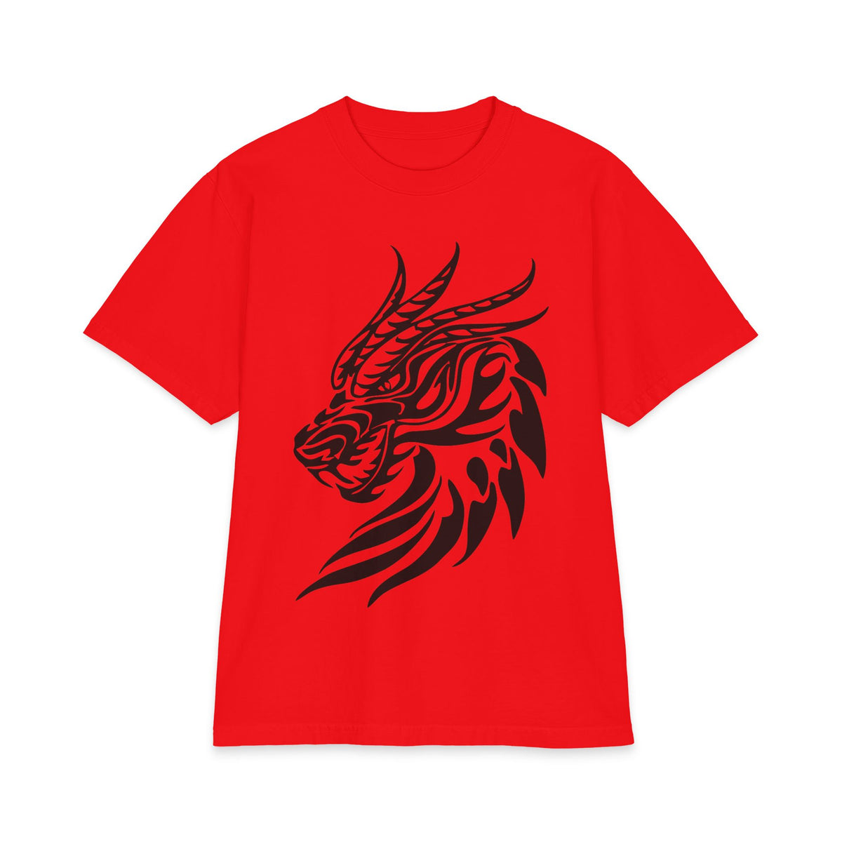 Tribal Dragon Head T-Shirt — Bold Black Mythic Design