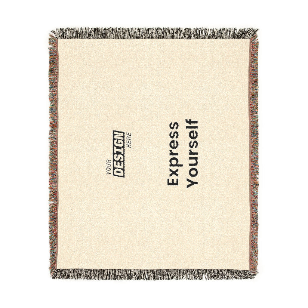 Woven Blanket - Minimal Logo Throw Blanket (Cozy Neutral & Charcoal)