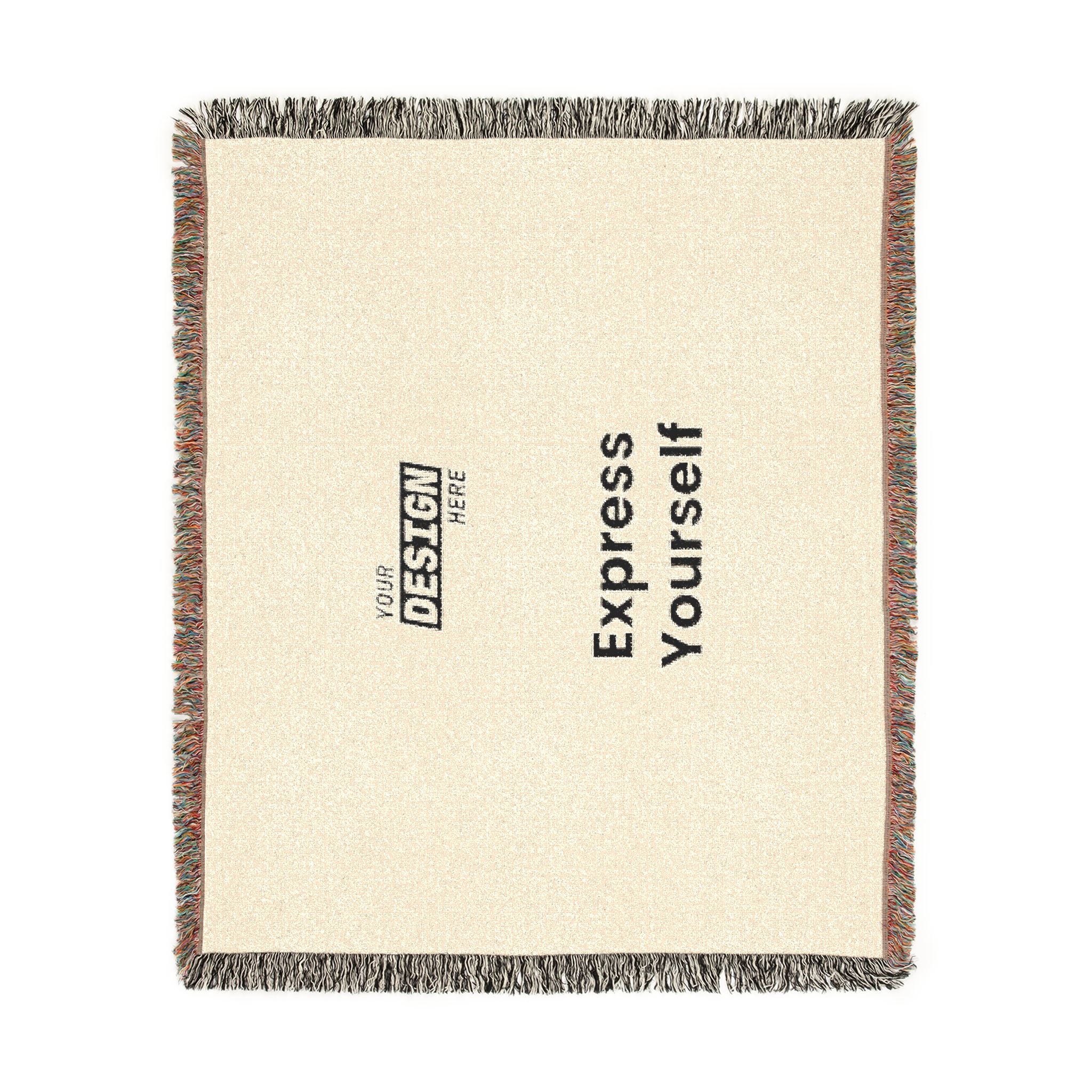 Woven Blanket - Minimal Logo Throw Blanket (Cozy Neutral & Charcoal)