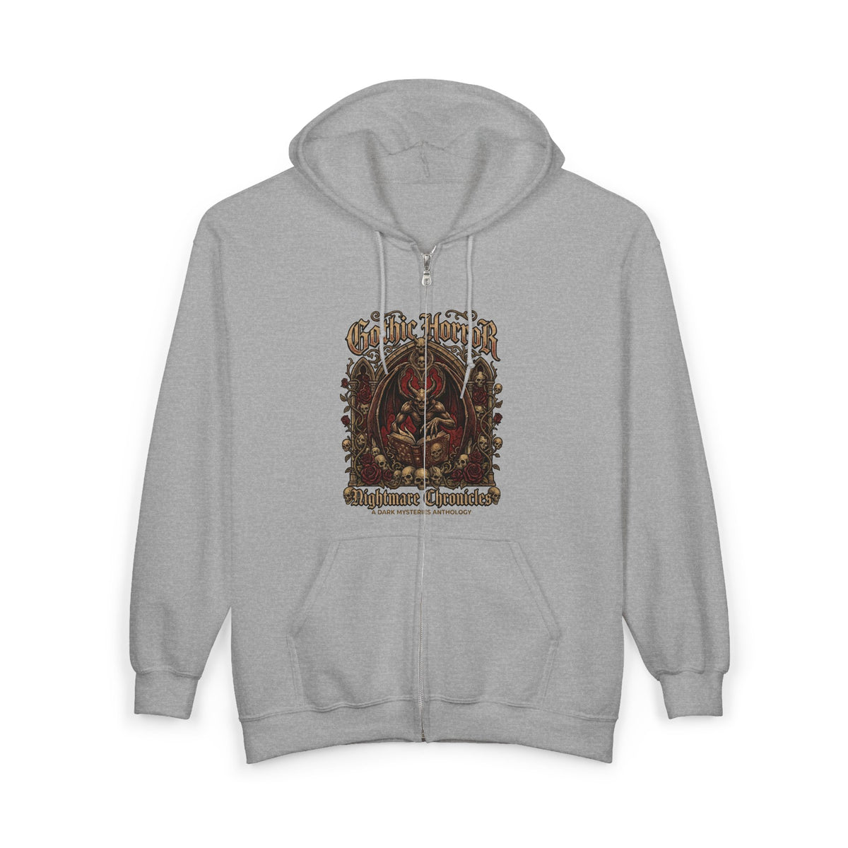 Zip Hoodie — Gothic 'God Be With You' Vintage Skull Design