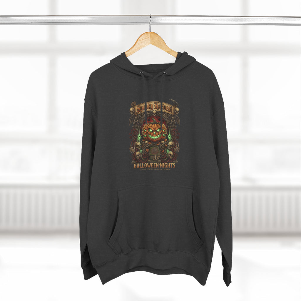 Halloween Pumpkin Demon Hoodie - Spooky Vintage Horror Graphic Fleece