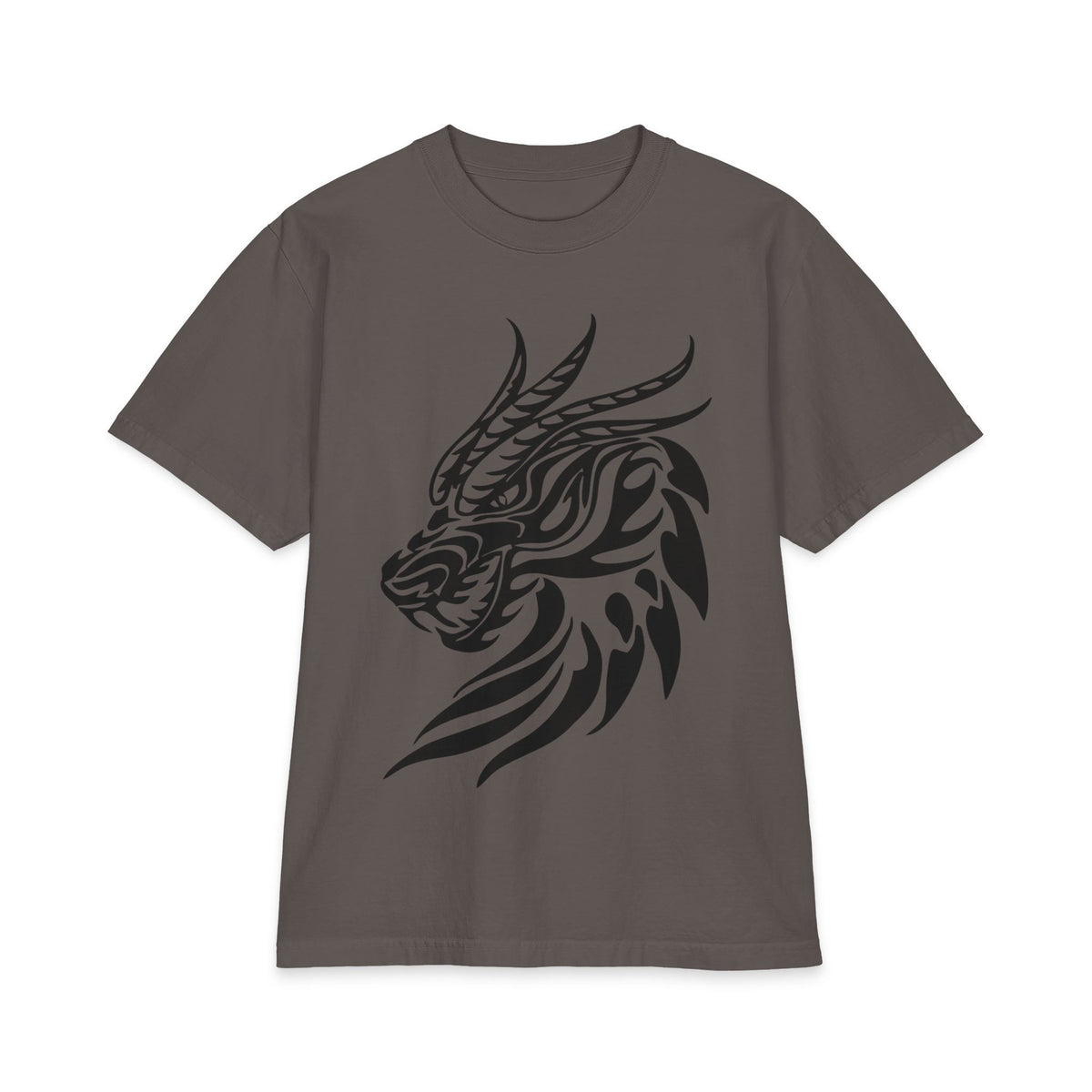 Tribal Dragon Head T-Shirt — Bold Black Mythic Design