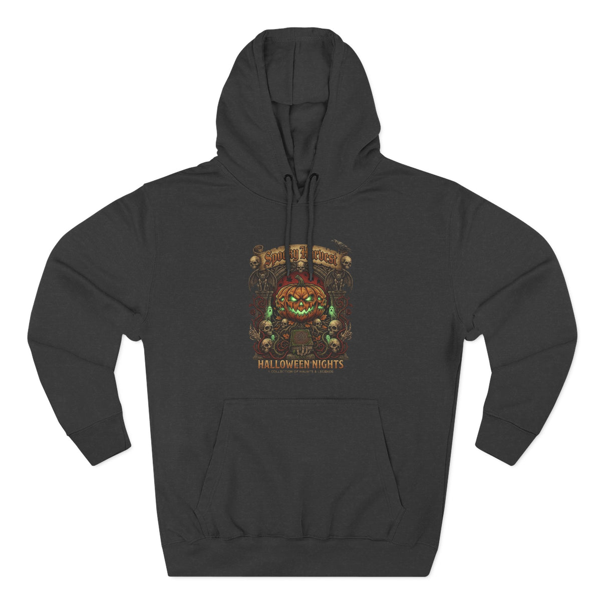 Halloween Pumpkin Demon Hoodie - Spooky Vintage Horror Graphic Fleece