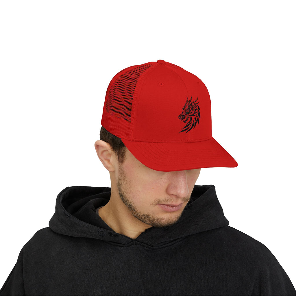 Trucker Cap — Black Tribal Dragon Snapback