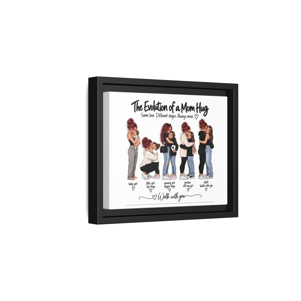 Framed Matte Canvas - "The Evolution of a Mom Hug Girl" Illustration (Mother & Daughter Stages)