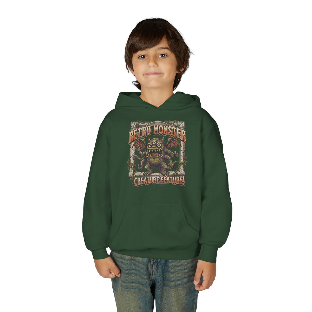 Youth Hoodie — "Retro Monster: Creature Feature" Graphic Pullover