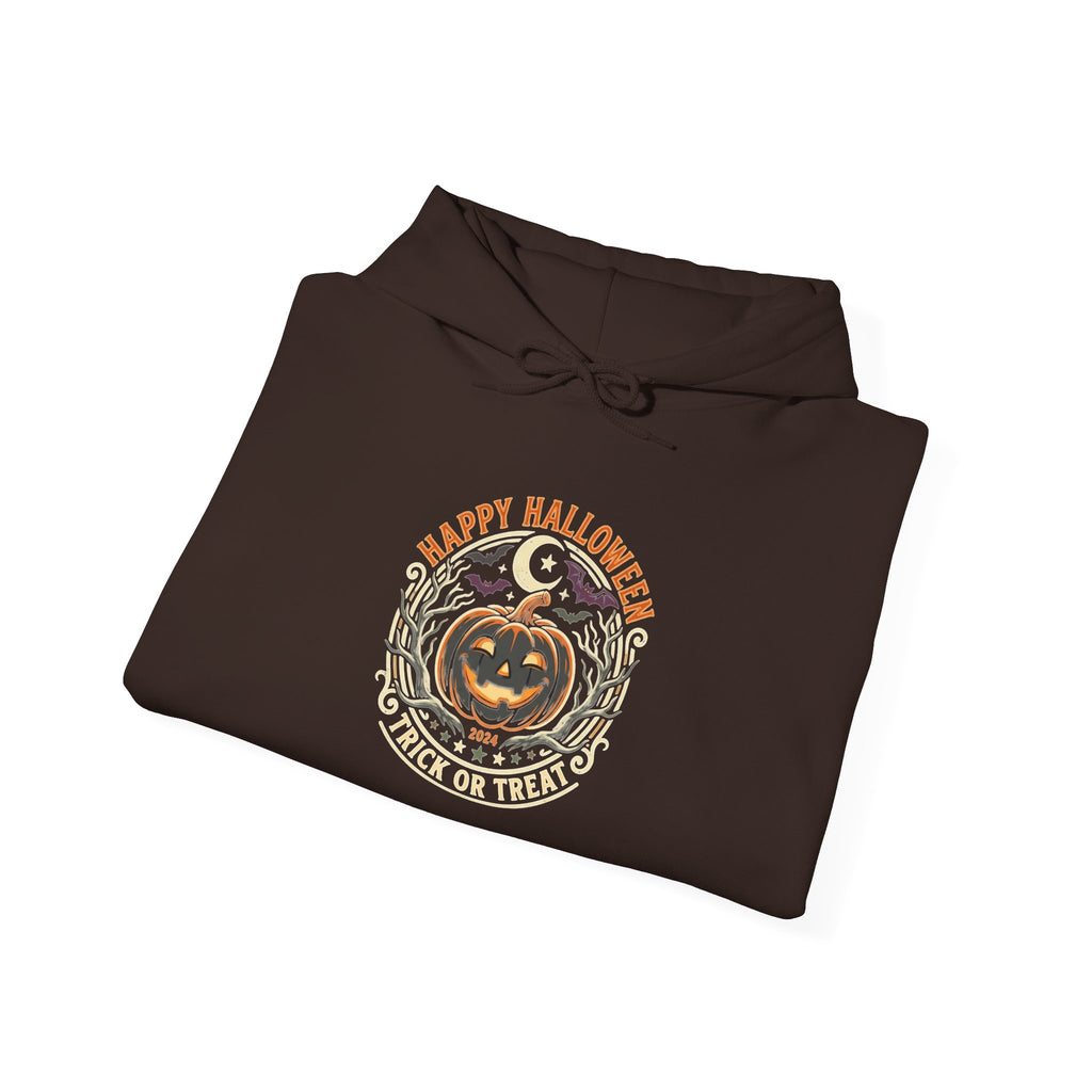 Halloween Pumpkin Hoodie — Happy Halloween Vintage Witch & Spooky Vibes Pullover
