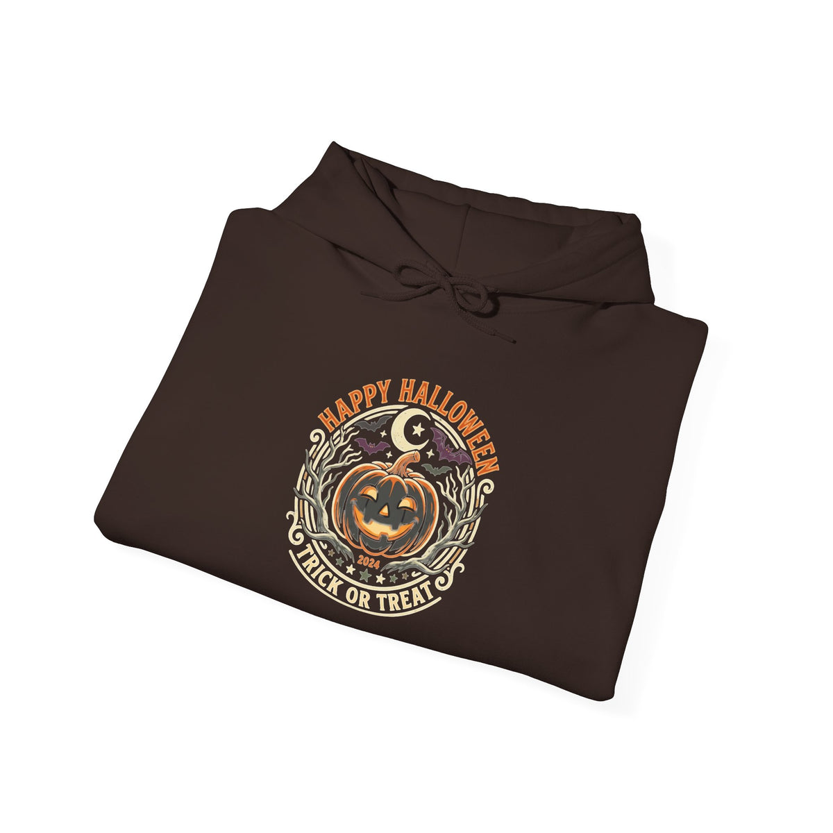 Halloween Pumpkin Hoodie — Happy Halloween Vintage Witch & Spooky Vibes Pullover