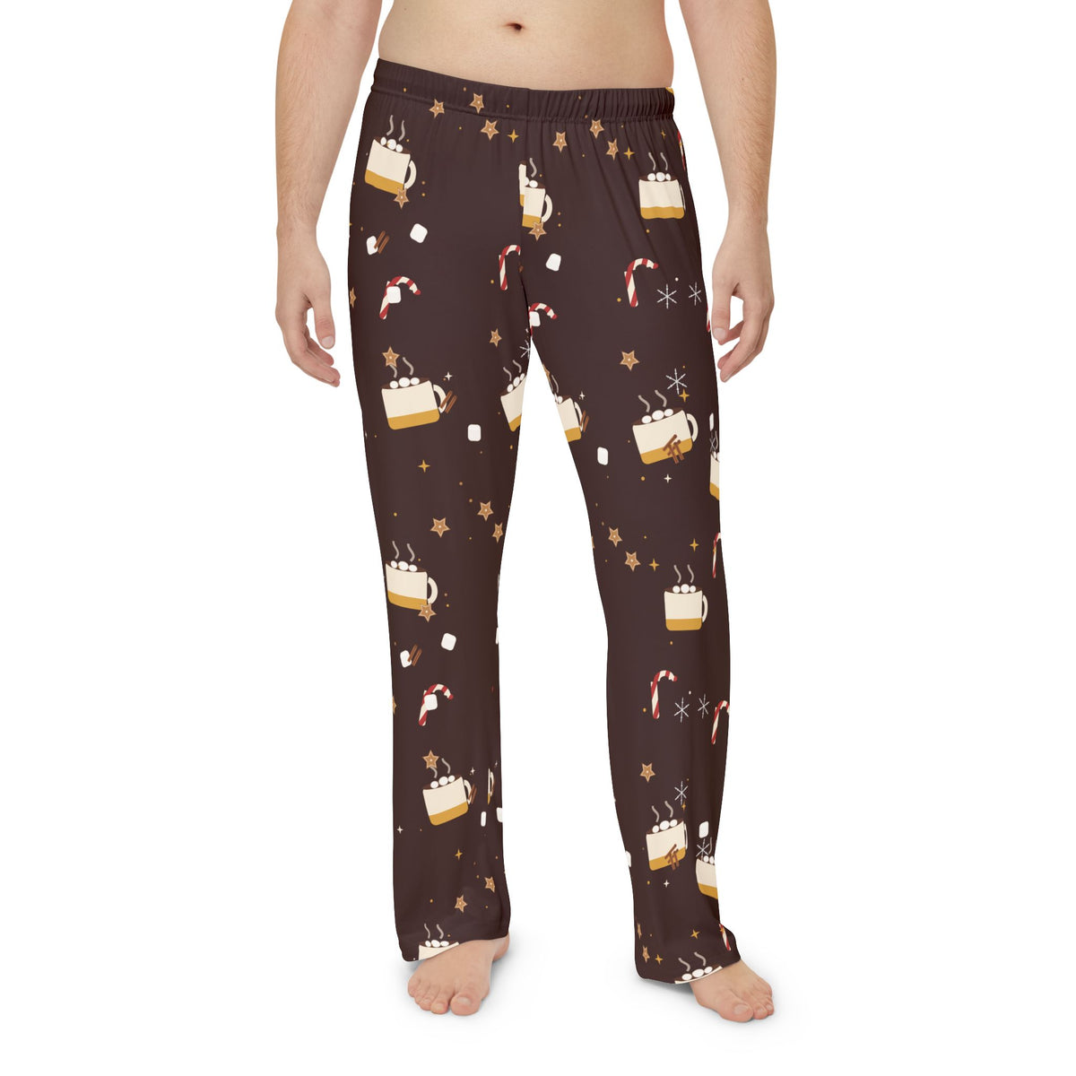 Hot Cocoa Night Men's Christmas Pajama Pants — Cozy Hot Chocolate Lounge Pants, Holiday PJ Bottoms for Him