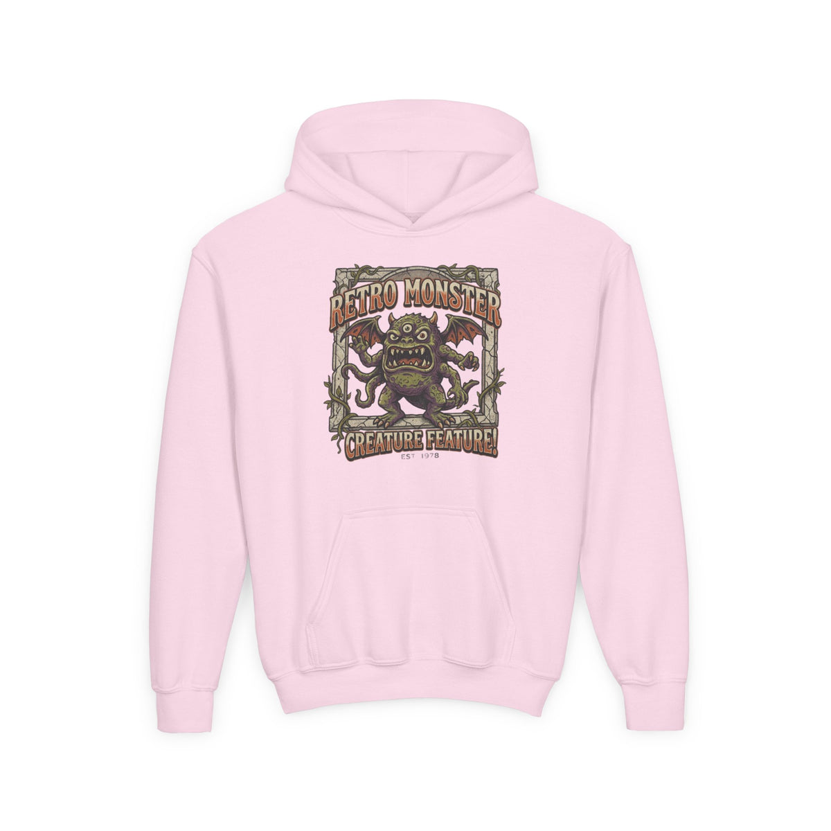 Youth Hoodie — "Retro Monster: Creature Feature" Graphic Pullover