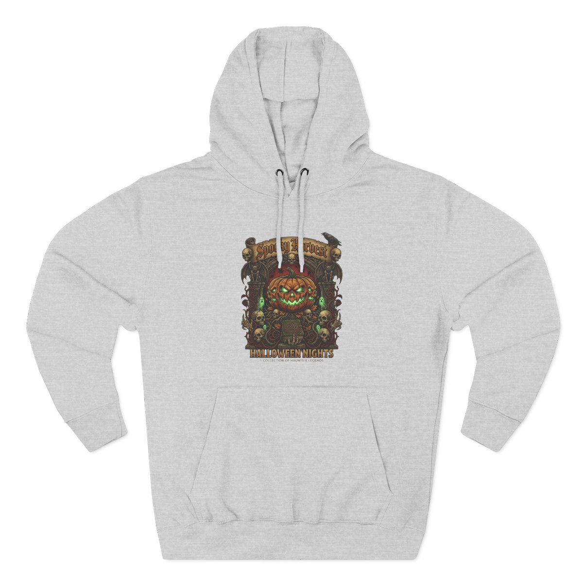 Halloween Pumpkin Demon Hoodie - Spooky Vintage Horror Graphic Fleece