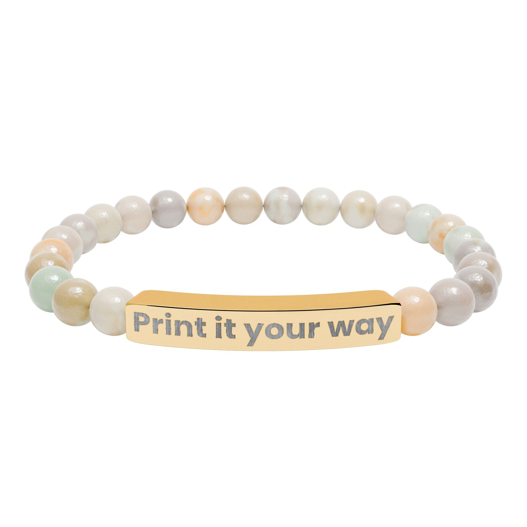 Engravable Natural Stone Stretch Bar Bracelet — Custom Message Beaded Bracelet