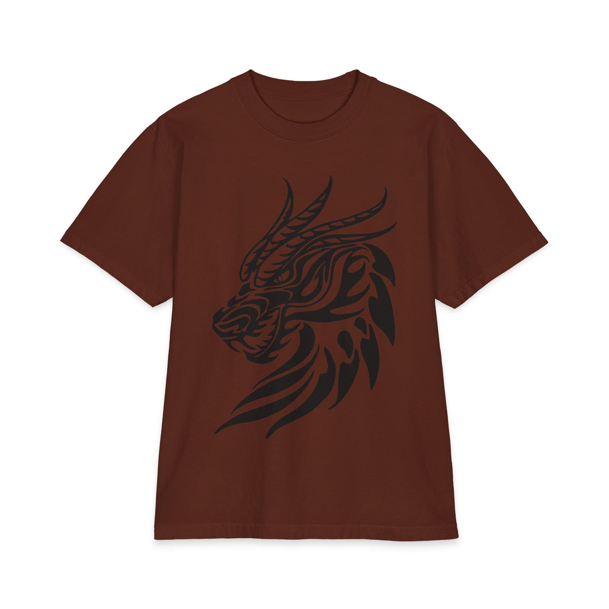 Tribal Dragon Head T-Shirt — Bold Black Mythic Design