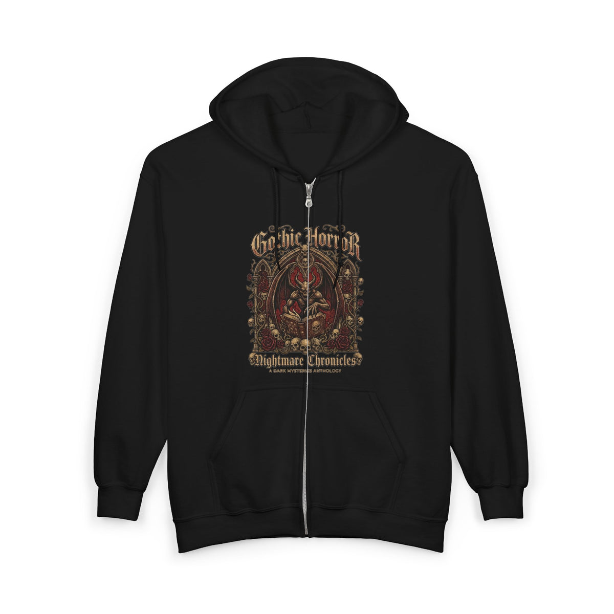 Zip Hoodie — Gothic 'God Be With You' Vintage Skull Design