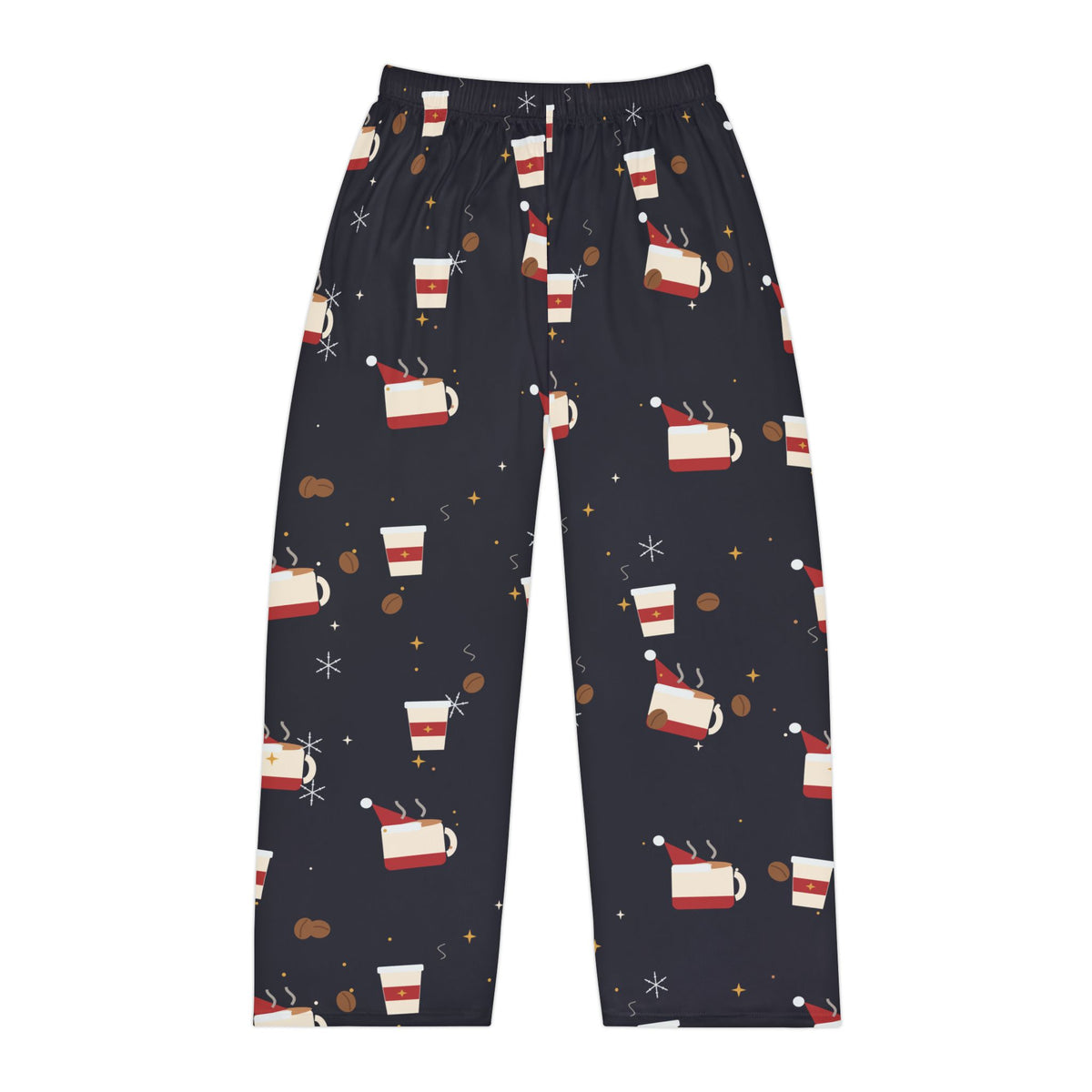 Santa Runs on Coffee Men's Christmas Pajama Pants - Charcoal — Funny Coffee Lover Lounge Pants, Holiday PJ Bottoms for Him