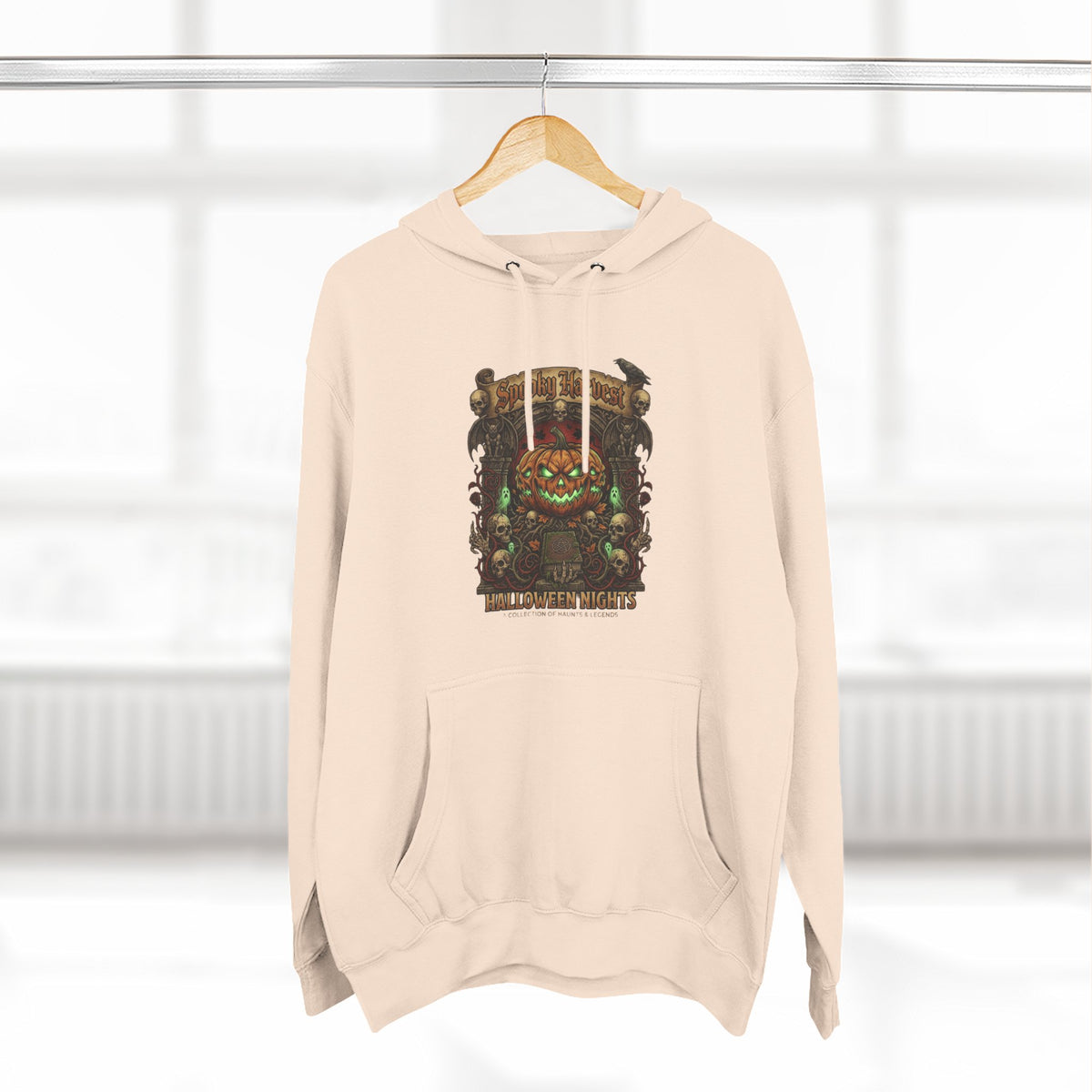 Halloween Pumpkin Demon Hoodie - Spooky Vintage Horror Graphic Fleece