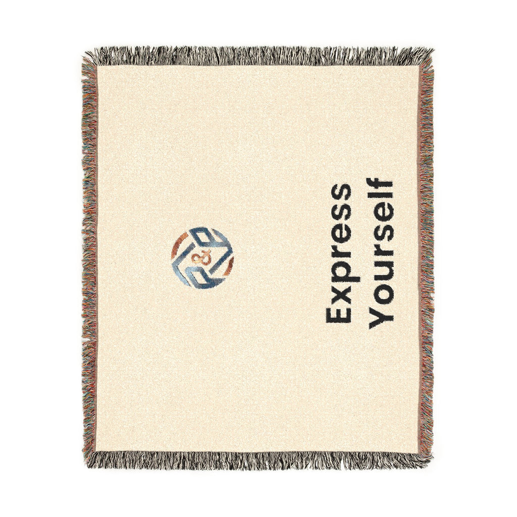 Woven Blanket - Minimal Logo Throw Blanket (Cozy Neutral & Charcoal)