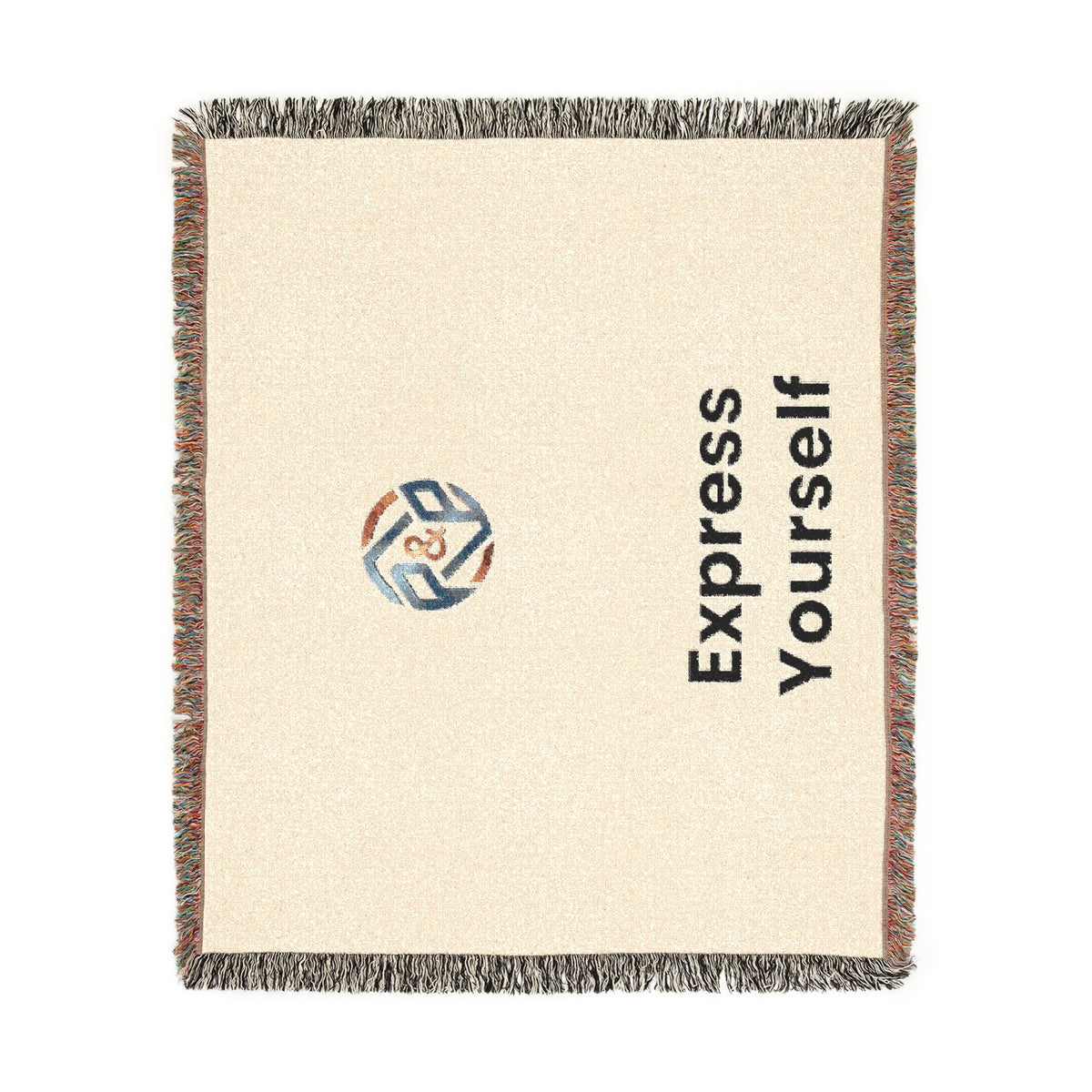 Woven Blanket - Minimal Logo Throw Blanket (Cozy Neutral & Charcoal)