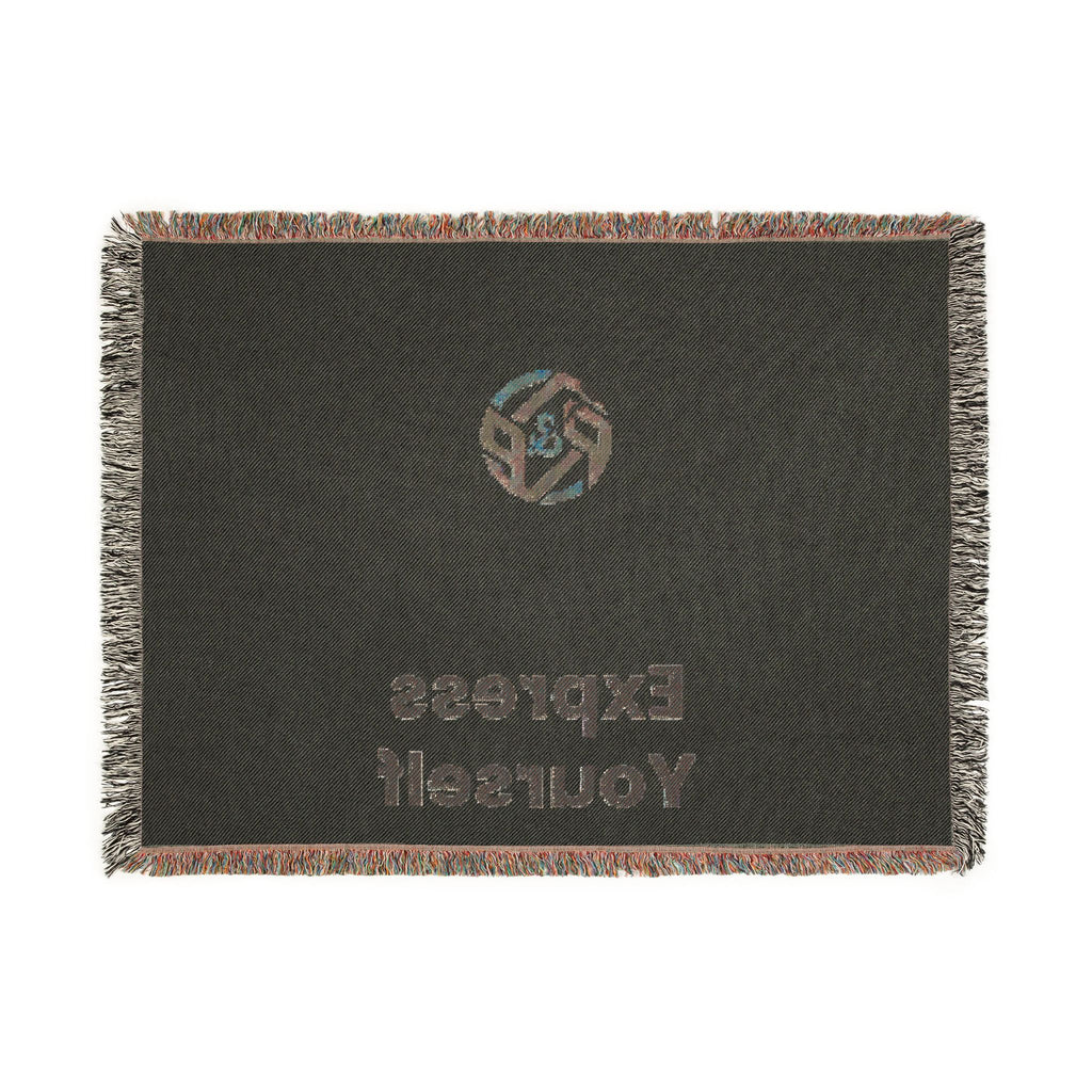 Woven Blanket - Minimal Logo Throw Blanket (Cozy Neutral & Charcoal)