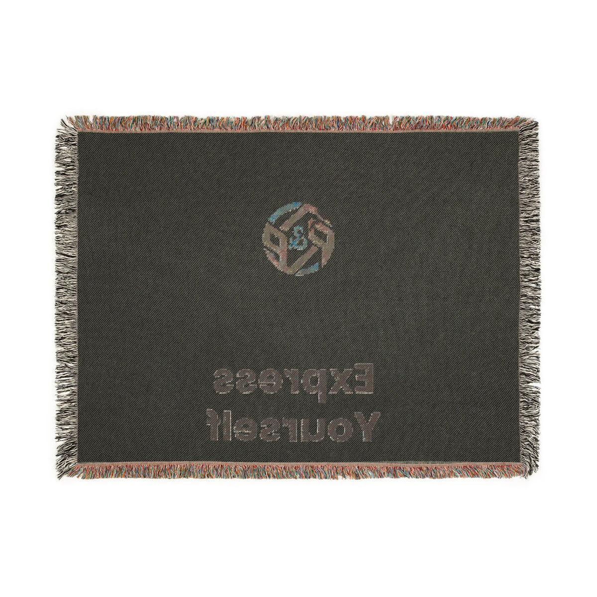 Woven Blanket - Minimal Logo Throw Blanket (Cozy Neutral & Charcoal)