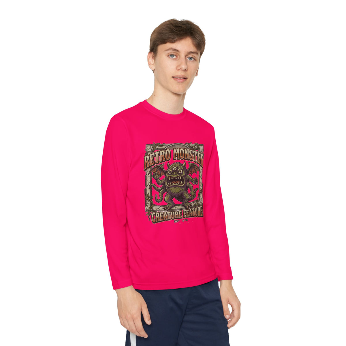 Youth Long Sleeve Tee — Retro Monster "Creature Feature" Graphic