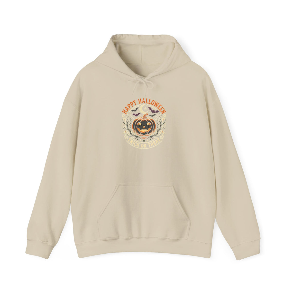 Halloween Pumpkin Hoodie — Happy Halloween Vintage Witch & Spooky Vibes Pullover