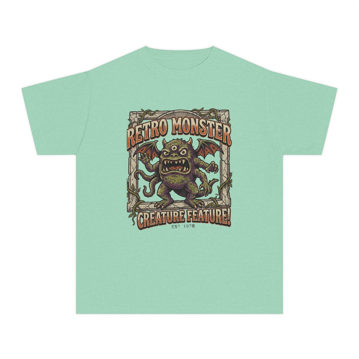 Retro Monster Youth Tee - 'Creature Feature' Vintage Graphic Kids Shirt