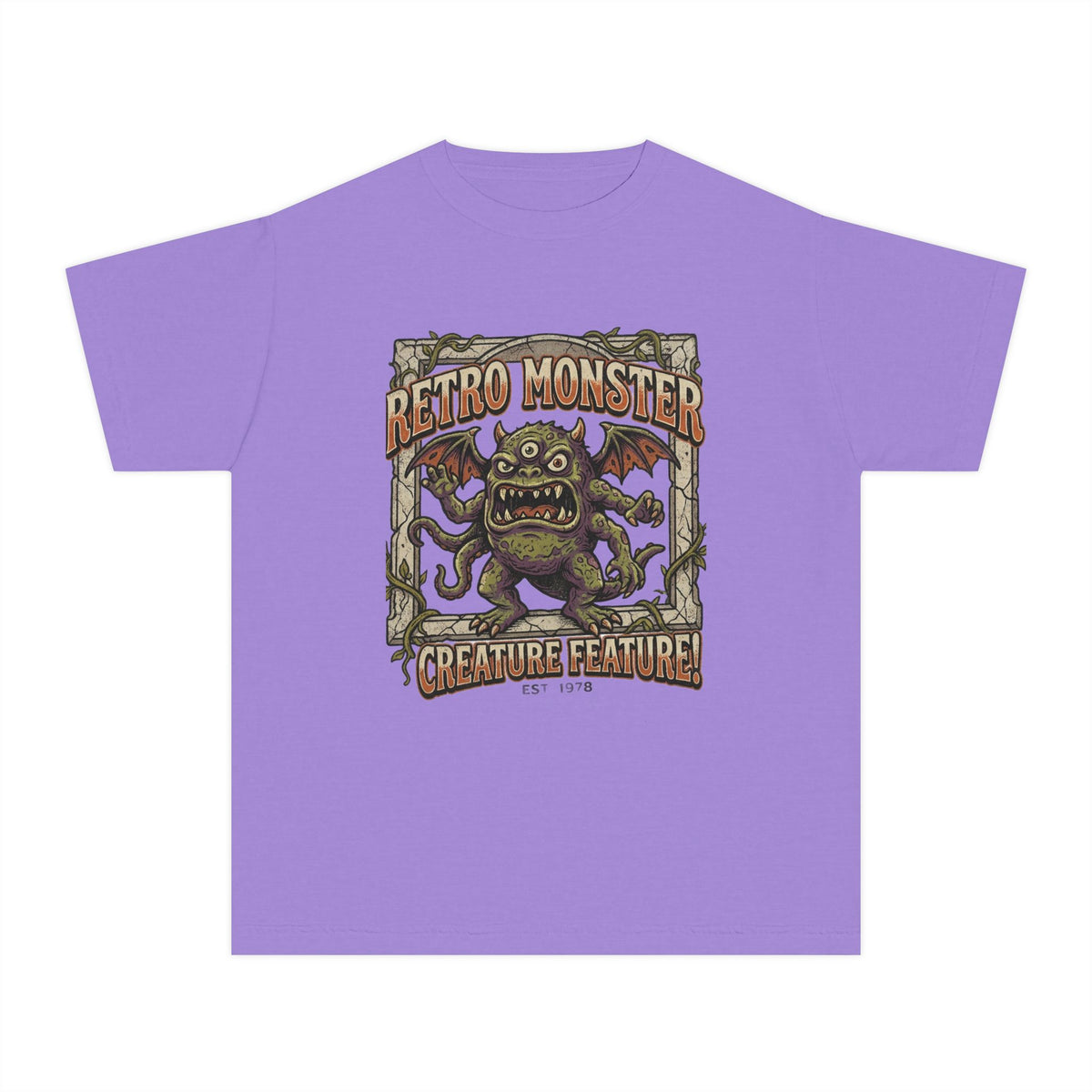 Retro Monster Youth Tee - 'Creature Feature' Vintage Graphic Kids Shirt