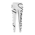 Script Name White Leggings — Stylish Calligraphy 'Savage' All-Over Print Leggings