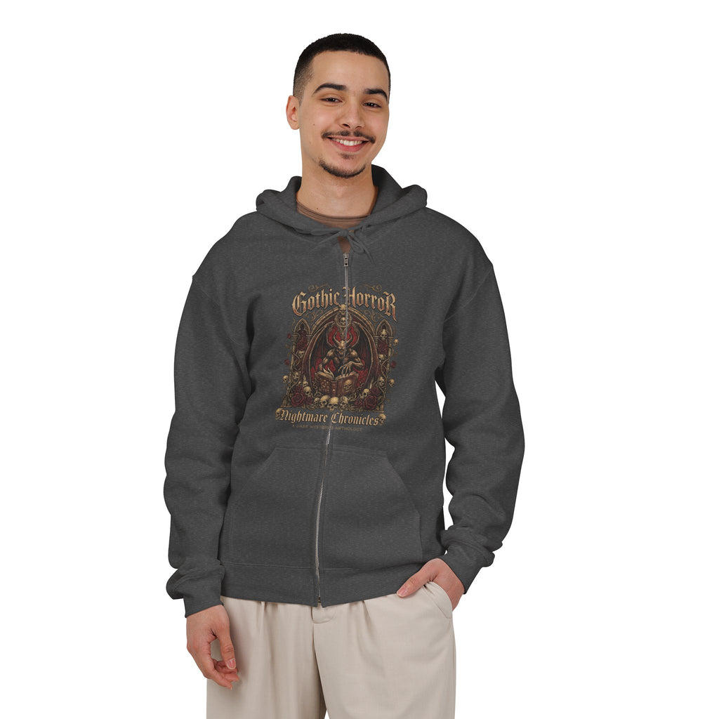 Zip Hoodie — Gothic 'God Be With You' Vintage Skull Design
